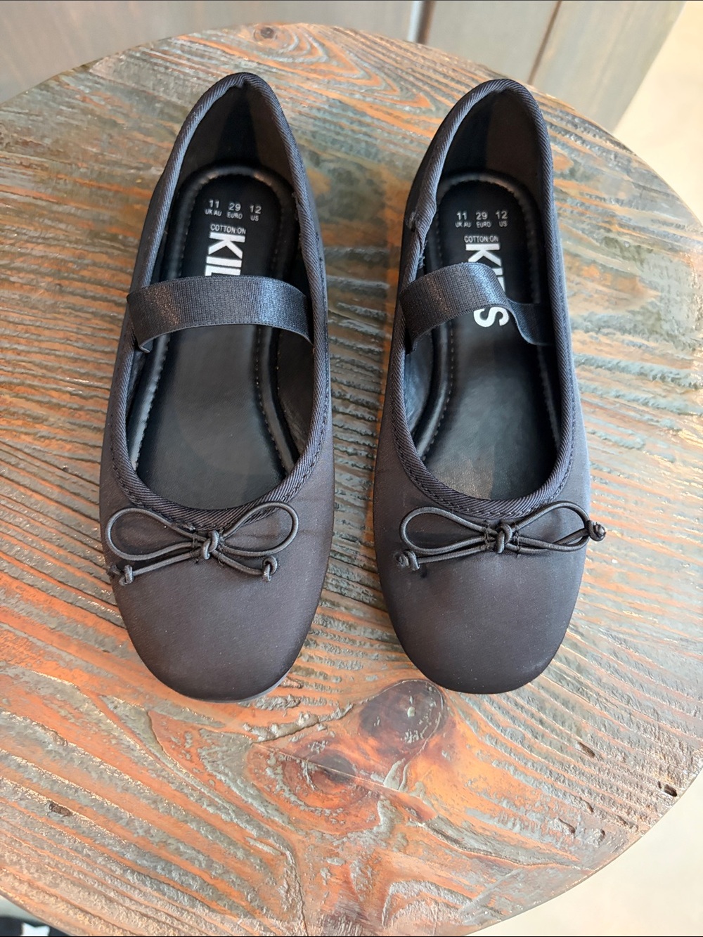 Children's Black Mary Jane Ballet Flats with Bow